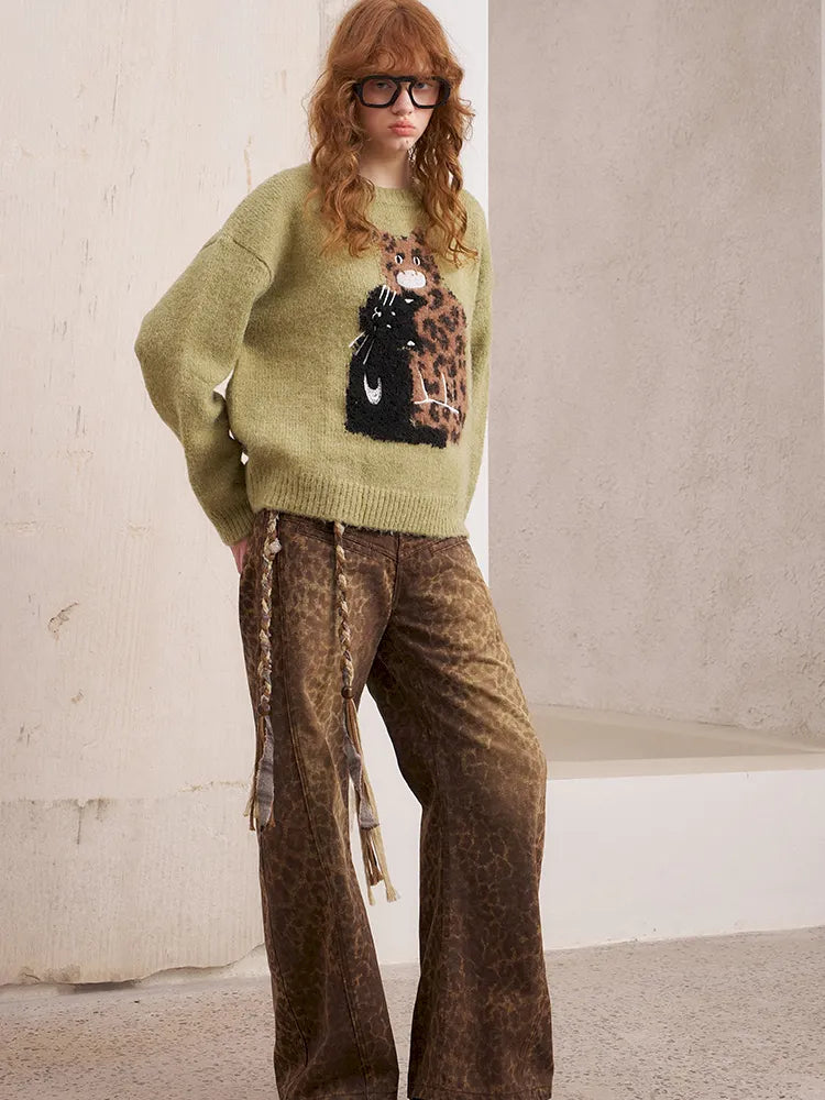 Embroidered Crewneck Pullover Sweater【s0000014082】