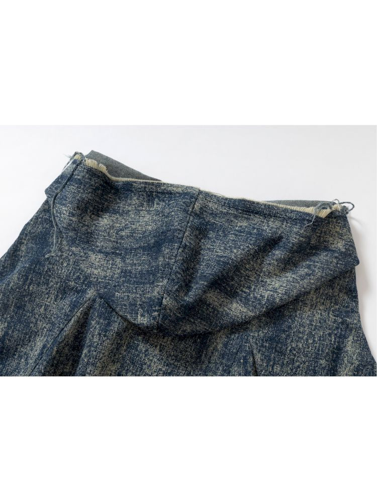 Hooded washed denim shirt dress skirt【s0000012784】