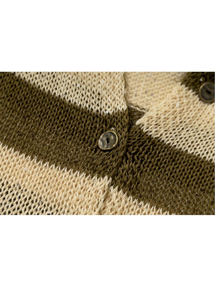 Striped knit loose bat-sleeve sunscreen hoodie【s0000012319】