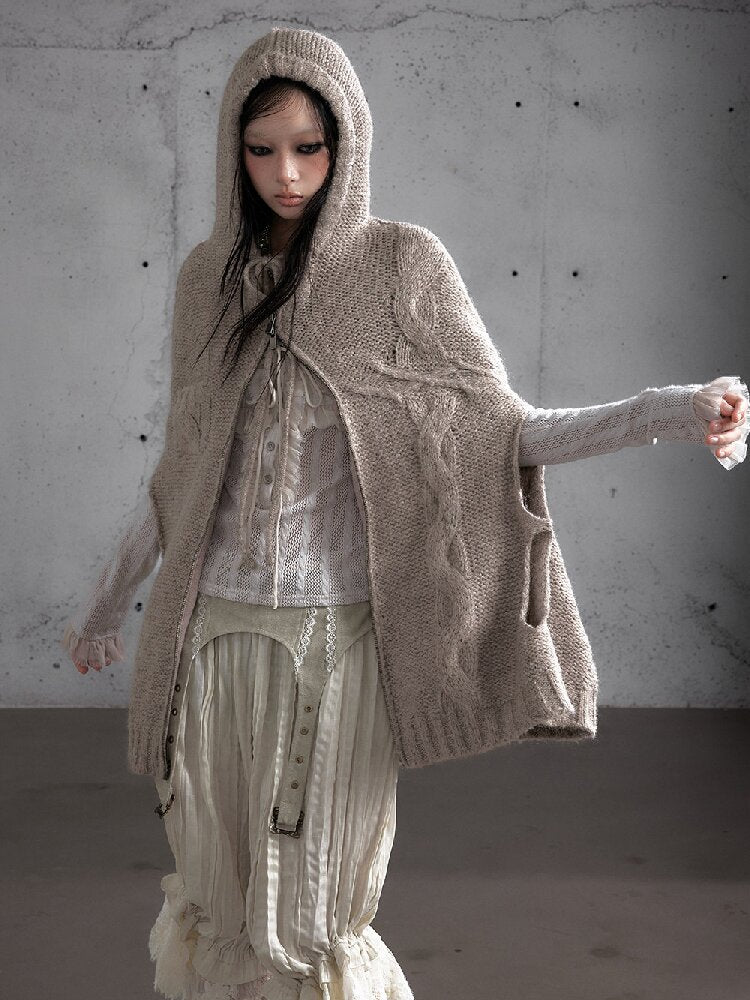 Twisted Knit Wool Cape Jacket【s0000019160】