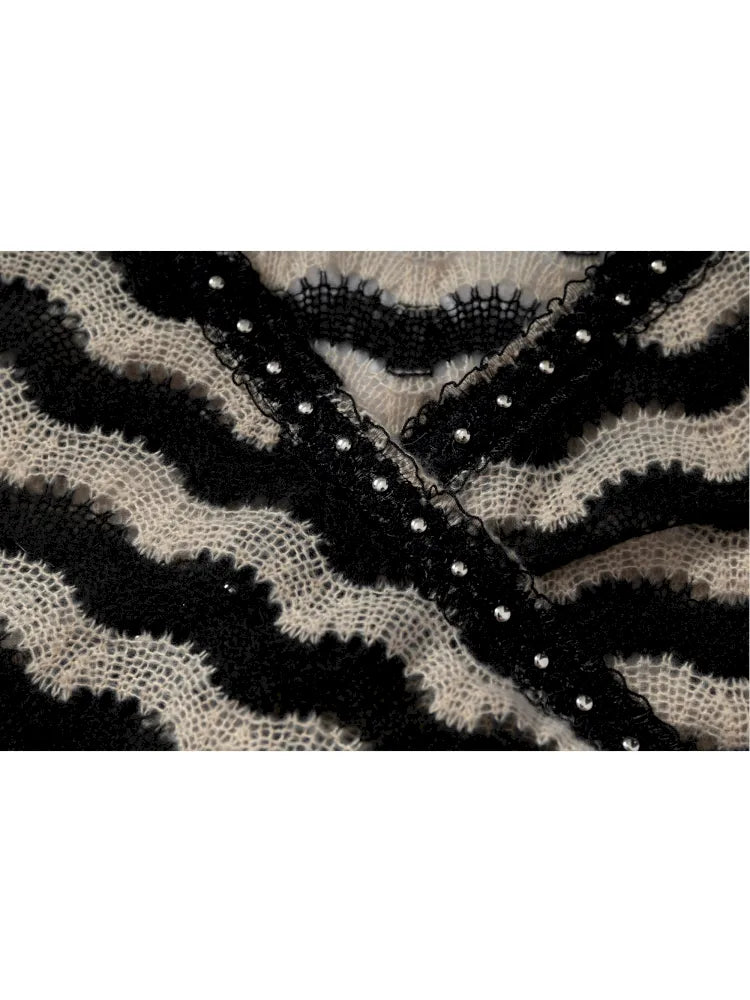 Two-Piece Set Striped Knit Top【s0000013953】