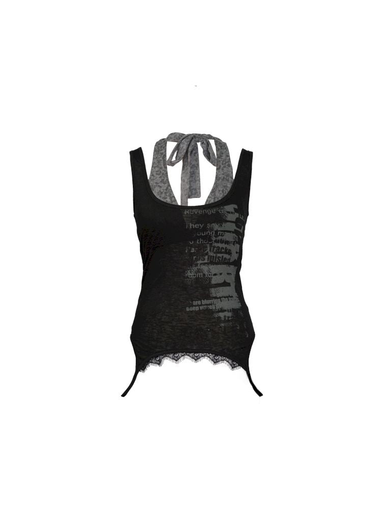 Overlay neck camisole undershirt【s0000012643】