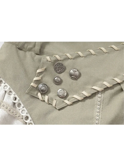 Asymmetric Leather-Satin Skirt【s0000013944】