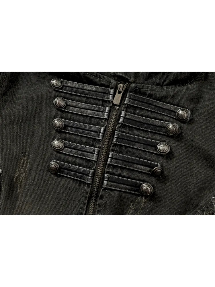 Denim Detachable Slim-Fit Hooded Jacket【s0000013951】