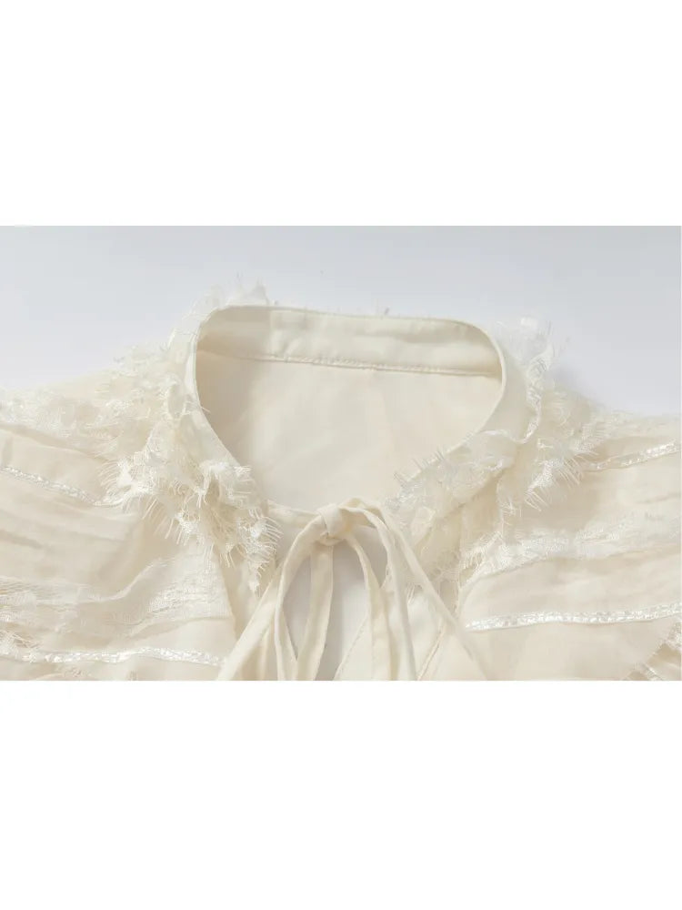 Court-Style Lace Chiffon Shirt【s0000013948】