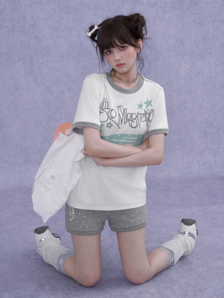 Print Crew Neck Short Sleeve T-Shirt【s0000016646】