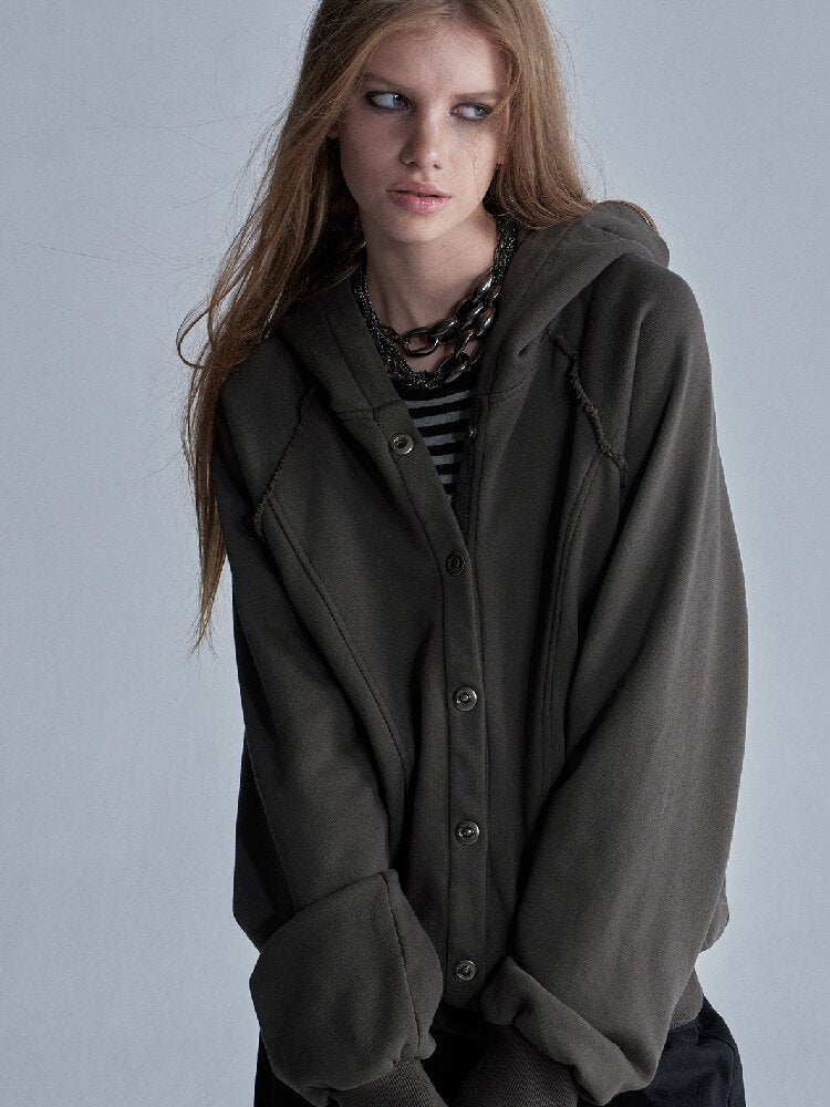 Terry Hooded Split Loose Sweatshirt【s0000018468】