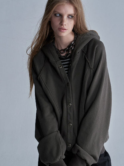 Terry Hooded Split Loose Sweatshirt【s0000018468】