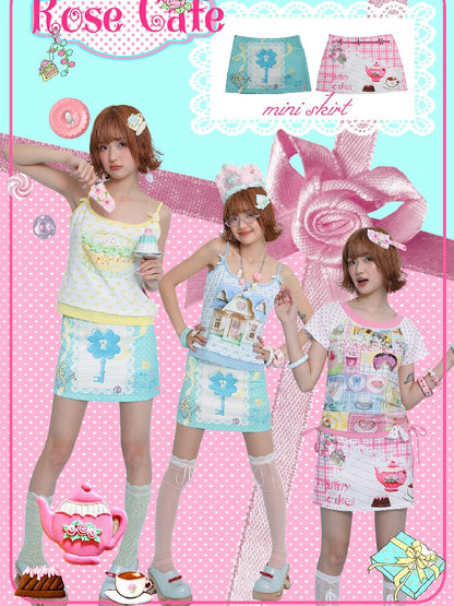 Printed Rose A Line Mini Skirt【s0000017457】
