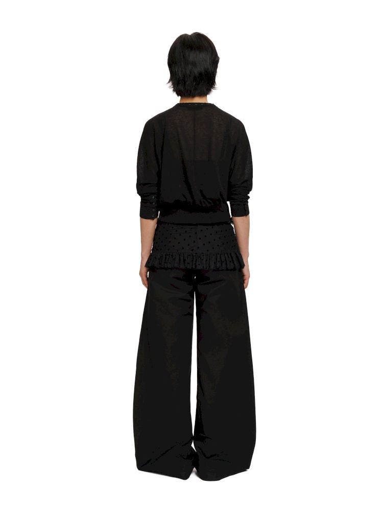 Ribbon large v-neck knitted cardigan【s0000012493】