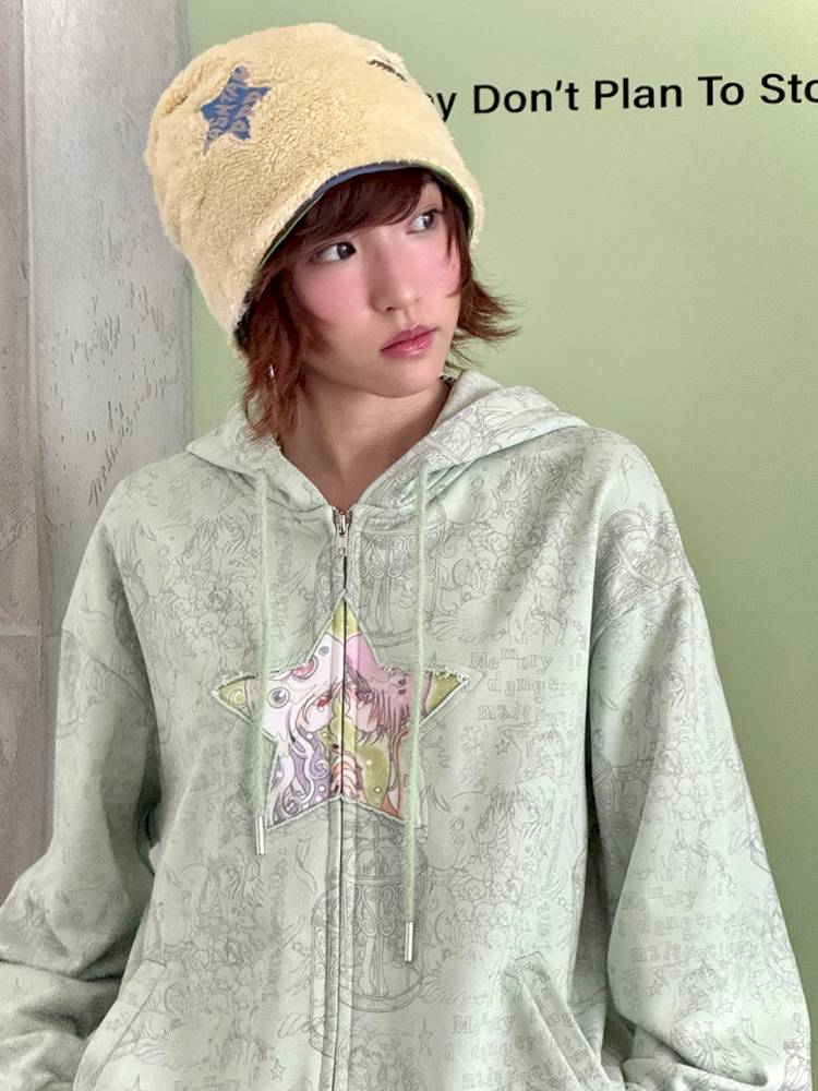 Star-Print Hooded Sweatshirt【s0000014437】