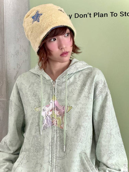 Star-Print Hooded Sweatshirt【s0000014437】