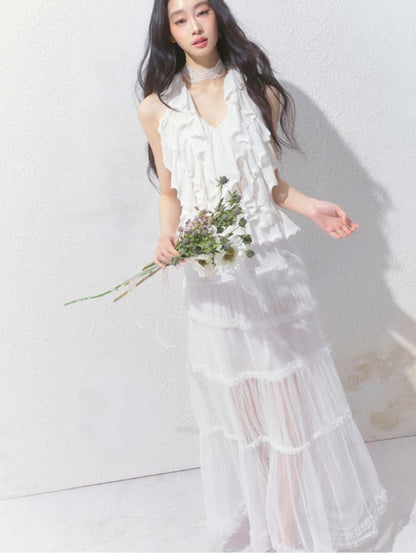 Semi-Sheer Vibe Halter Long Skirt【s0000012158】