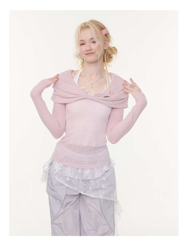 Soft Cloud Knot Slim Knitted Top【s0000015426】