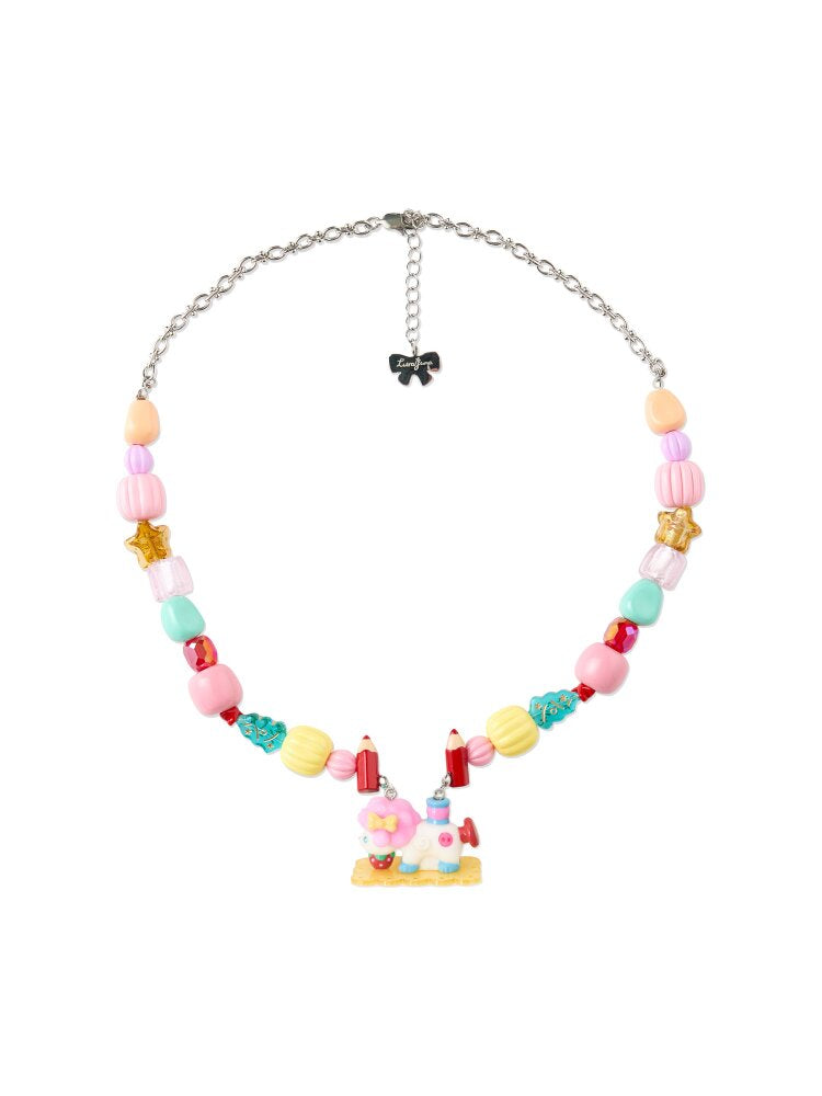 Vintage Lamb Resin Acrylic Necklace【s0000015580】