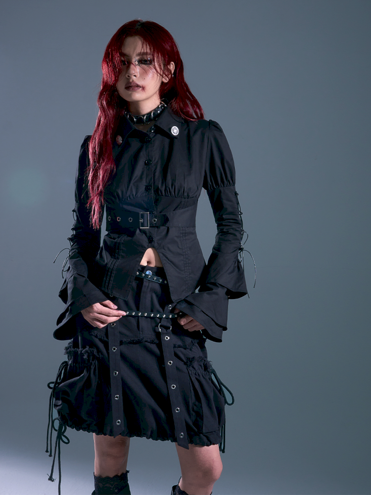 3D Pocket Frayed Hem Puffy Skirt【s0000013918】