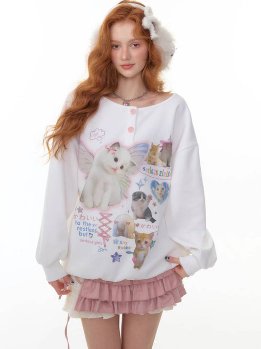 Big Round Neck Loose Lazy Sweatshirt【s0000014362】