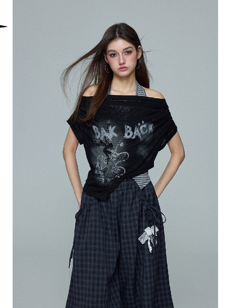 Off Shoulder Print Two Piece Top【s0000016692】