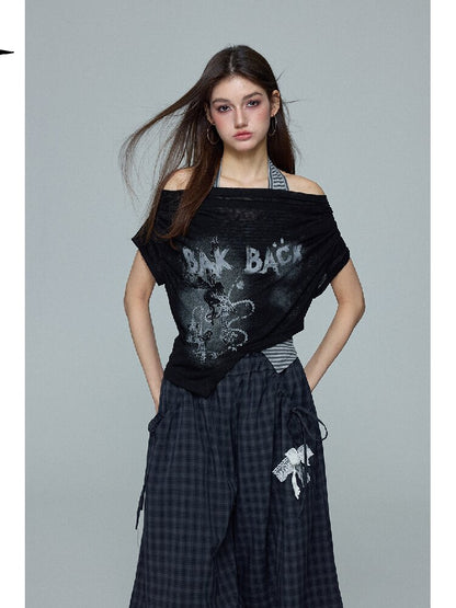 Off Shoulder Print Two Piece Top【s0000016692】