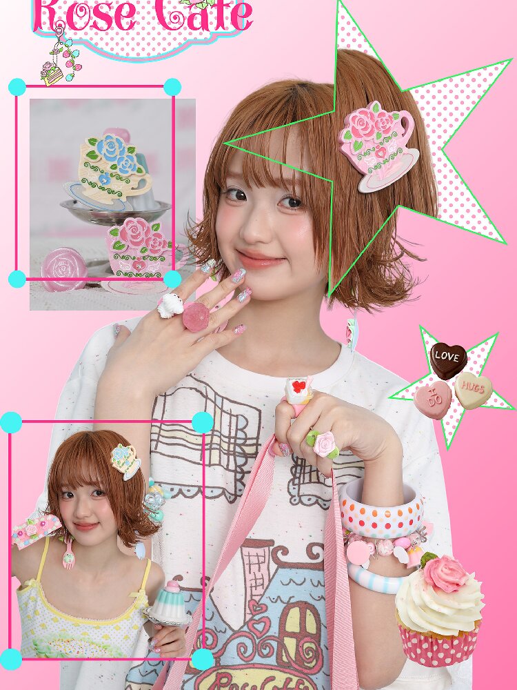 Rose Coffee Cup Printed Hair Clip【s0000017461】
