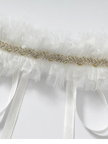 Court Pleated Lace Silk Scarf Waist【s0000016997】