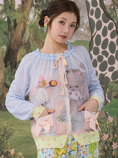 Illustration Mesh Cardigan Jacket【s0000017124】