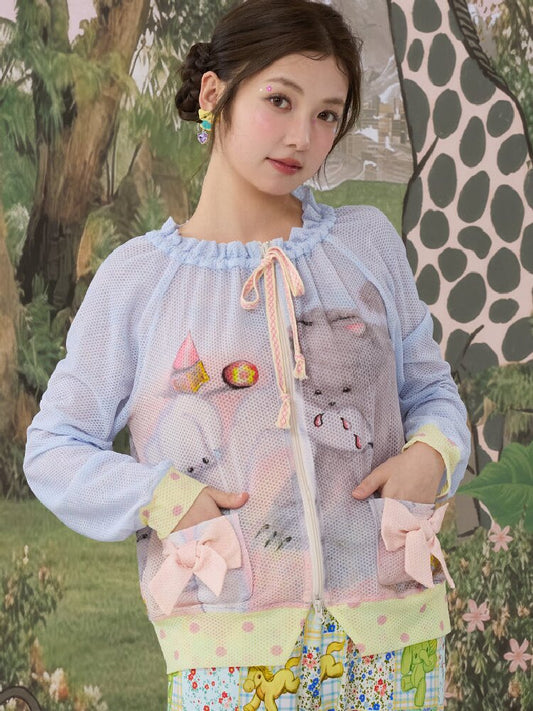 Illustration Mesh Cardigan Jacket【s0000017124】