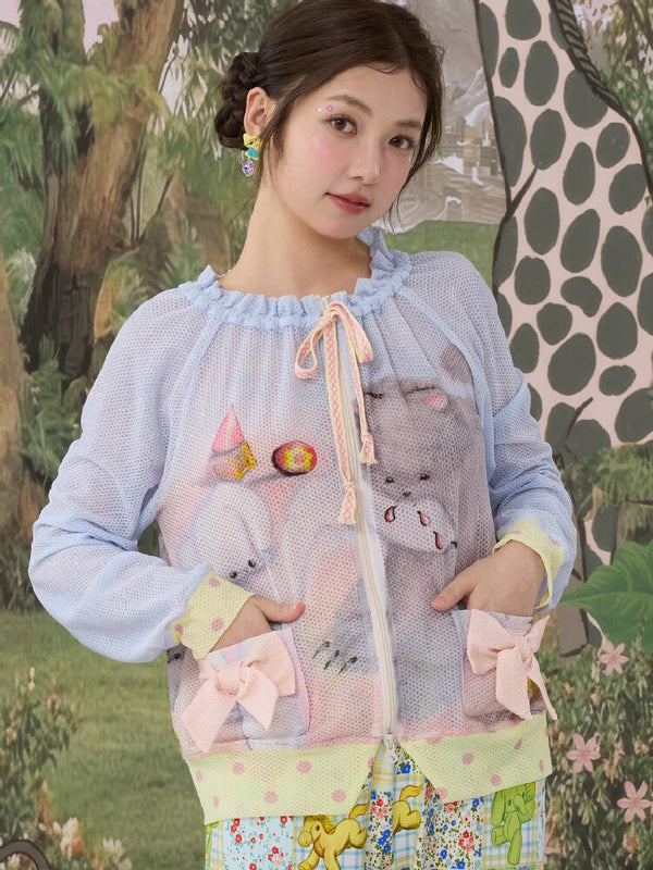 Illustration Mesh Cardigan Jacket【s0000017124】