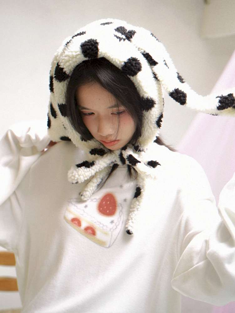 Strawberry Cake Print Long-Sleeve T-Shirt【s0000014529】