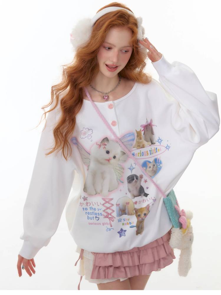 Crew Neck Relaxed-Fit Women's Sweatshirt【s0000014352】