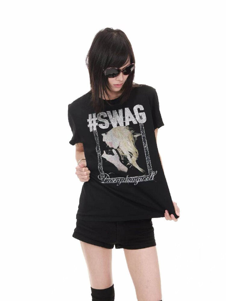Portrait Diamond Print Crew Tee【s0000018217】