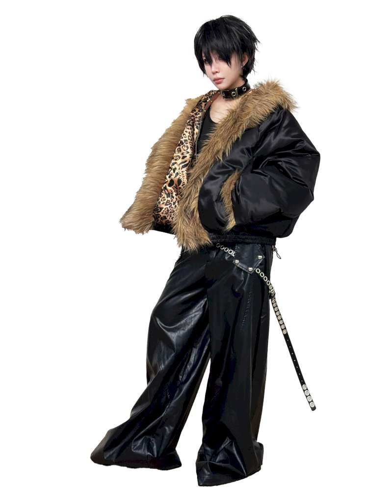 Leopard Print Lining Thickened Hooded Coat【s0000014537】