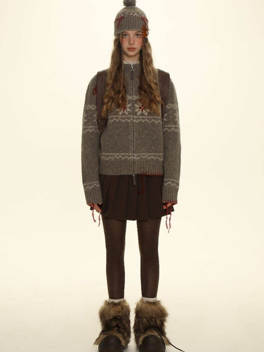 Snowflake pattern knitted hat【s0000005987】