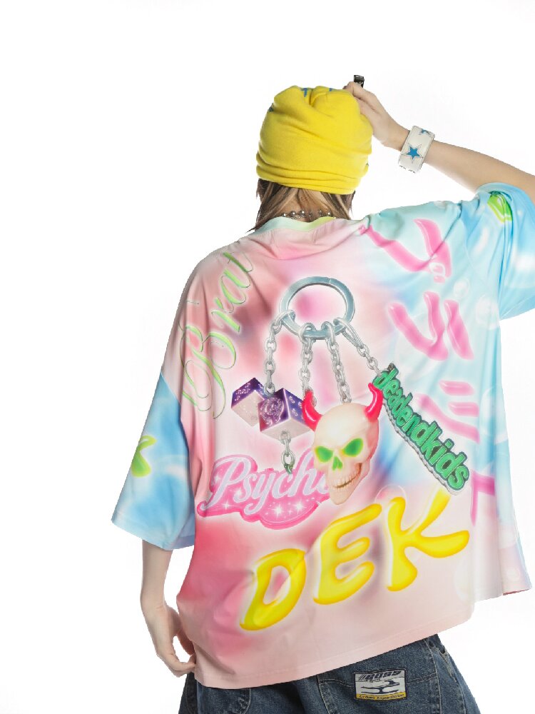 Dopamine Y2k Yabi Print T-shirt【s0000015890】