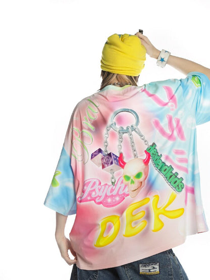 Dopamine Y2k Yabi Print T-shirt【s0000015890】