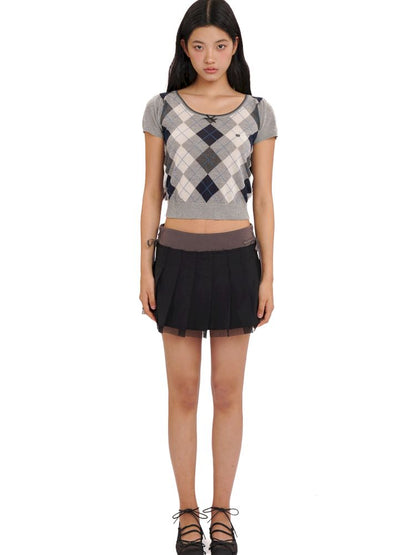 Bubble Sleeve Knit Short Sleeve Top【s0000013461】