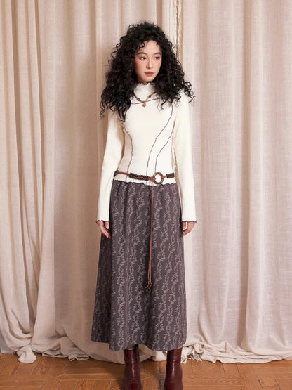 Retro-inspired versatile print maxi skirt【s0000013992】