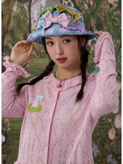 Plaid Print Bow Bucket Hat Casual【s0000017125】