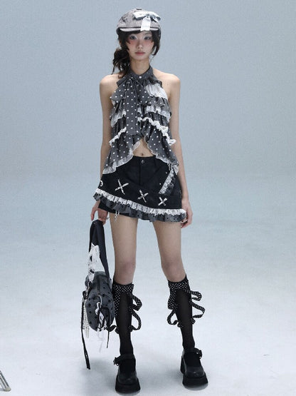 Leather Splicing Polka Dot Skirt【s0000016720】