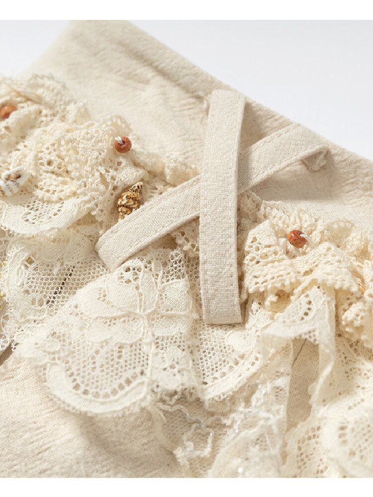 Baroque Lace Pleated Skirt Culottes【s0000016995】