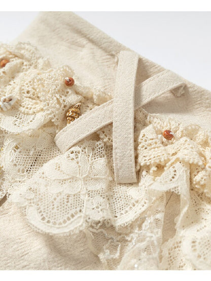Baroque Lace Pleated Skirt Culottes【s0000016995】