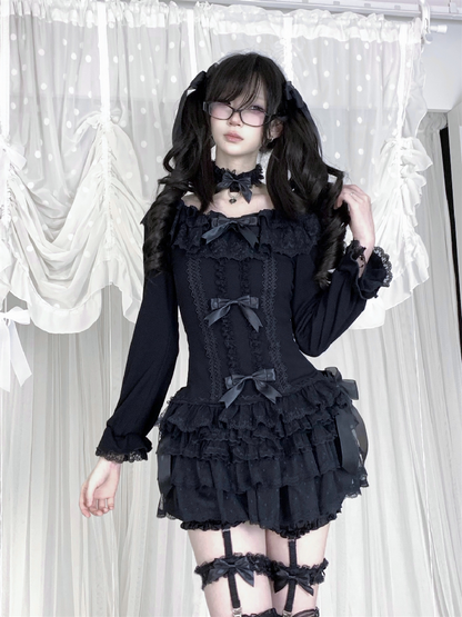 Multi-Layer Lace Bow Long Sleeve Shirt【s0000018533】