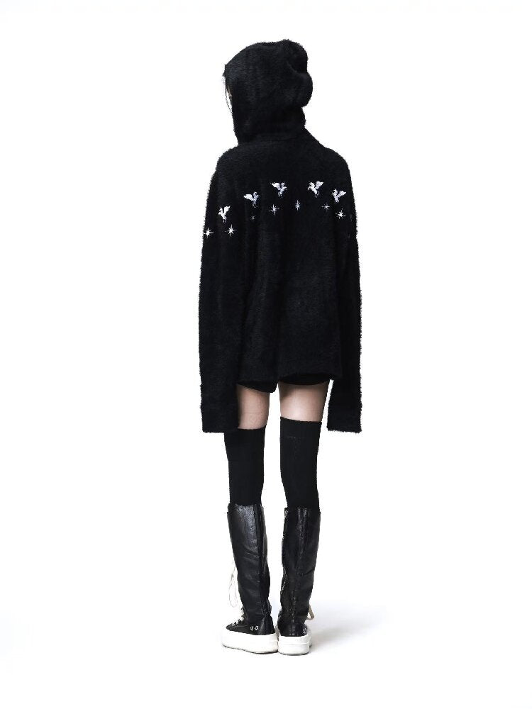 Pentagram Leather Mohair Hooded Jacket【s0000018202】