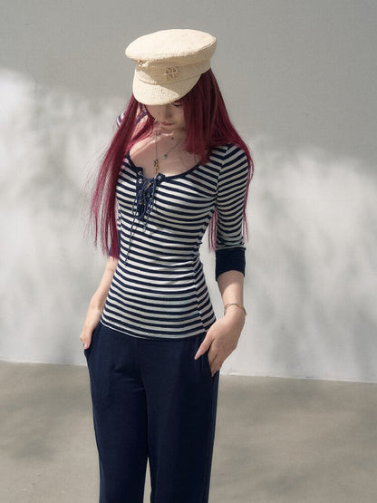 Striped Drawstring Base Layer Set【s0000019259】