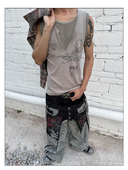 Drunk Riff Leopard Print Vest【s0000016969】