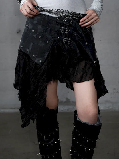 Asymmetrical multi-layer lace skirt【s0000013955】