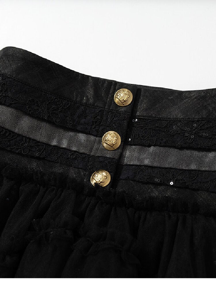 Vintage Layered Mesh Puffy Skirt【s0000019151】