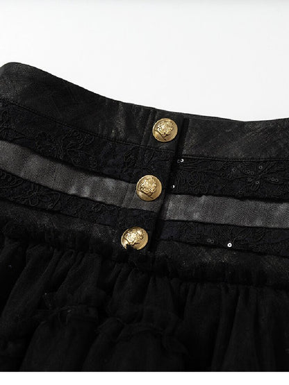 Vintage Layered Mesh Puffy Skirt【s0000019151】