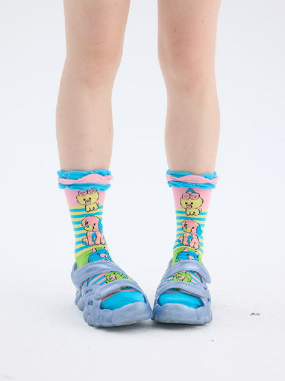 Striped Animal Pattern Knit Socks【s0000017702】