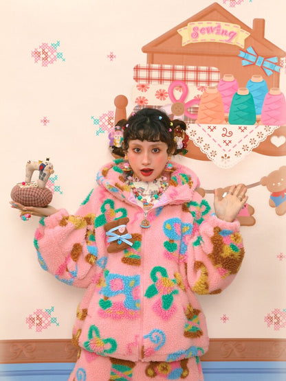 Pink Polar Fleece Lambswool Jacket【s0000015565】